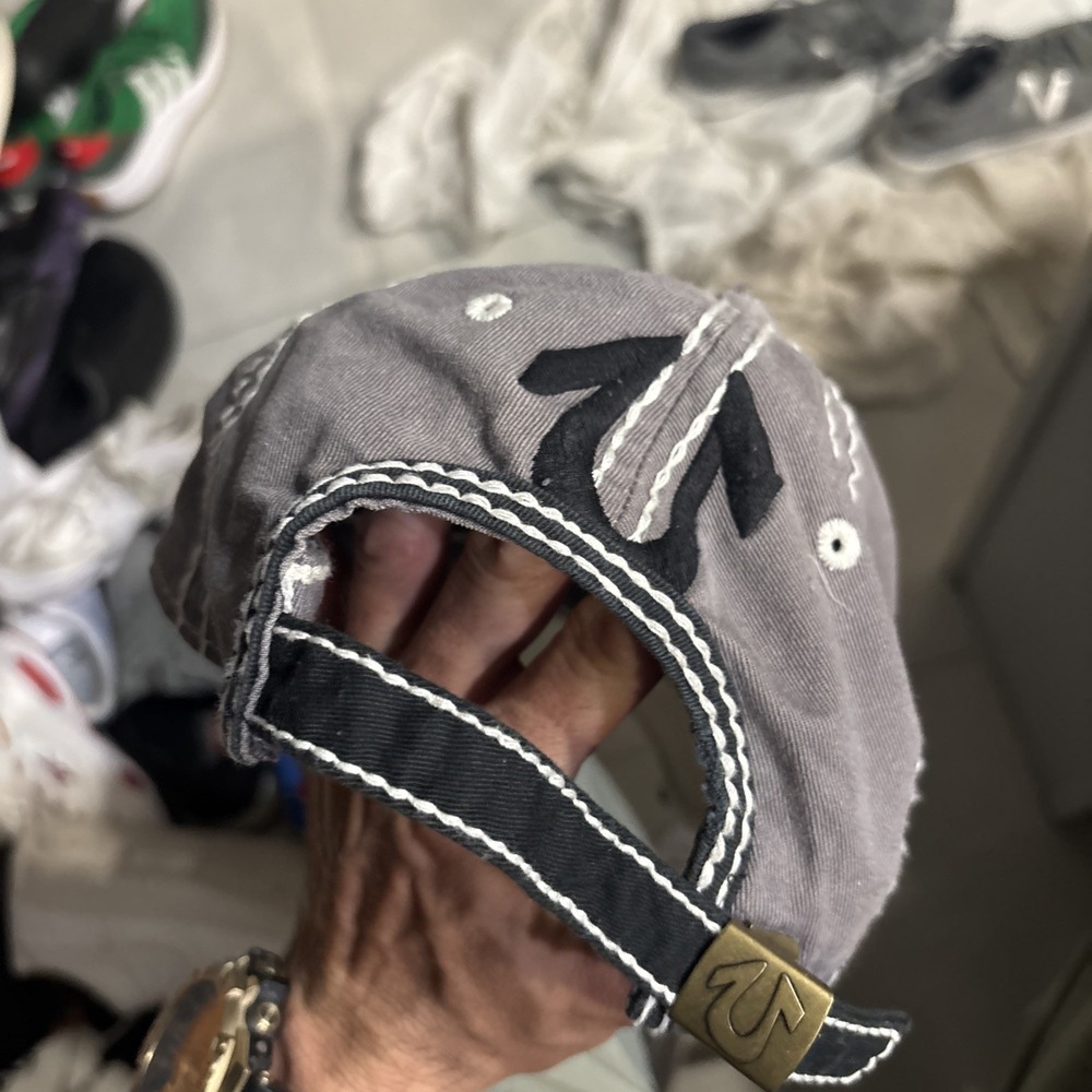 True Religion XXX Distressed Trucker Baseball Cap Hat Section Row Seat - Picture 3 of 7
